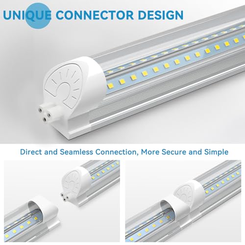 SHOPLED 4FT LED Shop Light, 40W 5500LM 6000K Cool White, V Shape, Linkable T8 LED Tube Lights 4FT, 4 Foot Shop Lights for Workshop, Plug and Play, 4 Pack - Thumbnail 4