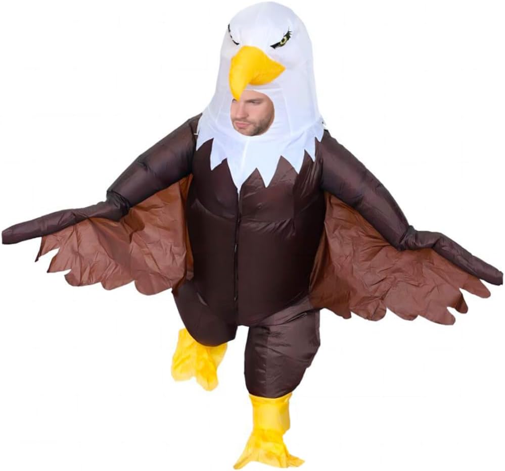 MXoSUM Inflatable Bald Eagle Costume for Adult Blow up Eagle Mascot Costume Outfit Funny Independence Day Parade Patriotic Costume Suit - Image 3