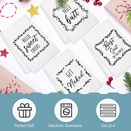 4 Pieces Funny Hand Towel With Sayings Decorative Kitchen Towels Rustic Bath Hand Towels For Bathroom Kitchen Farmhouse Restroom, 16 X 24 Inch #TOP3
