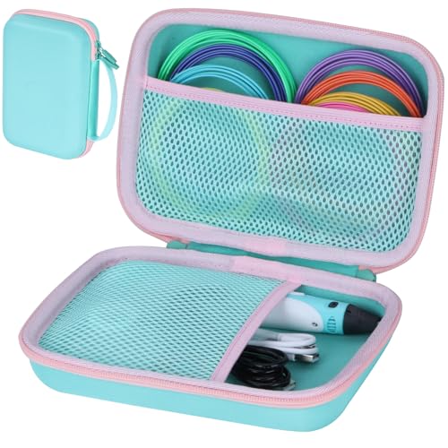 Peyyargo Hard Étui de Protection Compatible avec MYNT3D Stylo Super 3D / FreeSculpt Stylo 3D / SCRIB3D Stylo d'impression 3D P1 (Vert Menthe + Rose)