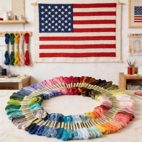 Image of Friendship Bracelet String Embroidery Yarn Embroidery String, Cotton Embroidery Floss for DIY Hand Sewing, Cross Stitch, Bracelet Making Thread, 8.7 Yards per Skein, Craft Supplies, 50 Colors