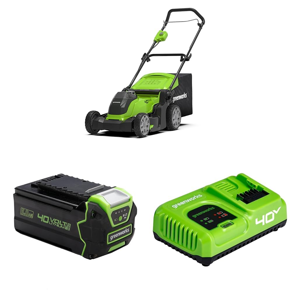 Tondeuse à gazon sans fil Greenworks 40V pour pelouse de 500 m² à batterie de 41 cm