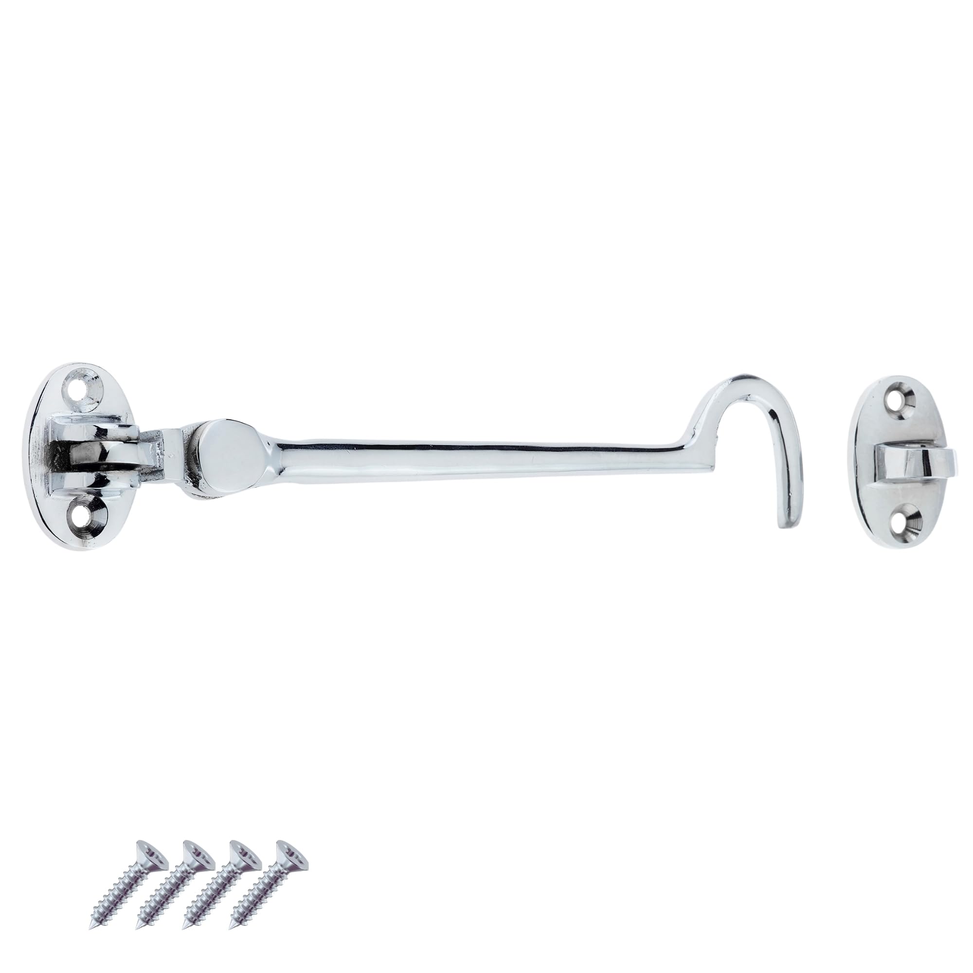 Keypak Chrome Plated Wire Cabin Hook Traditional Style Door Gate Security Hardware Wooden Gates Latch Door Lock Hook Lock, (, (L)150Mm)