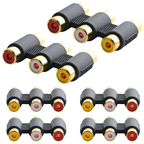 Cables cortos resueltos con el adaptador RCA hembra a hembra triple para sistemas de altavoces