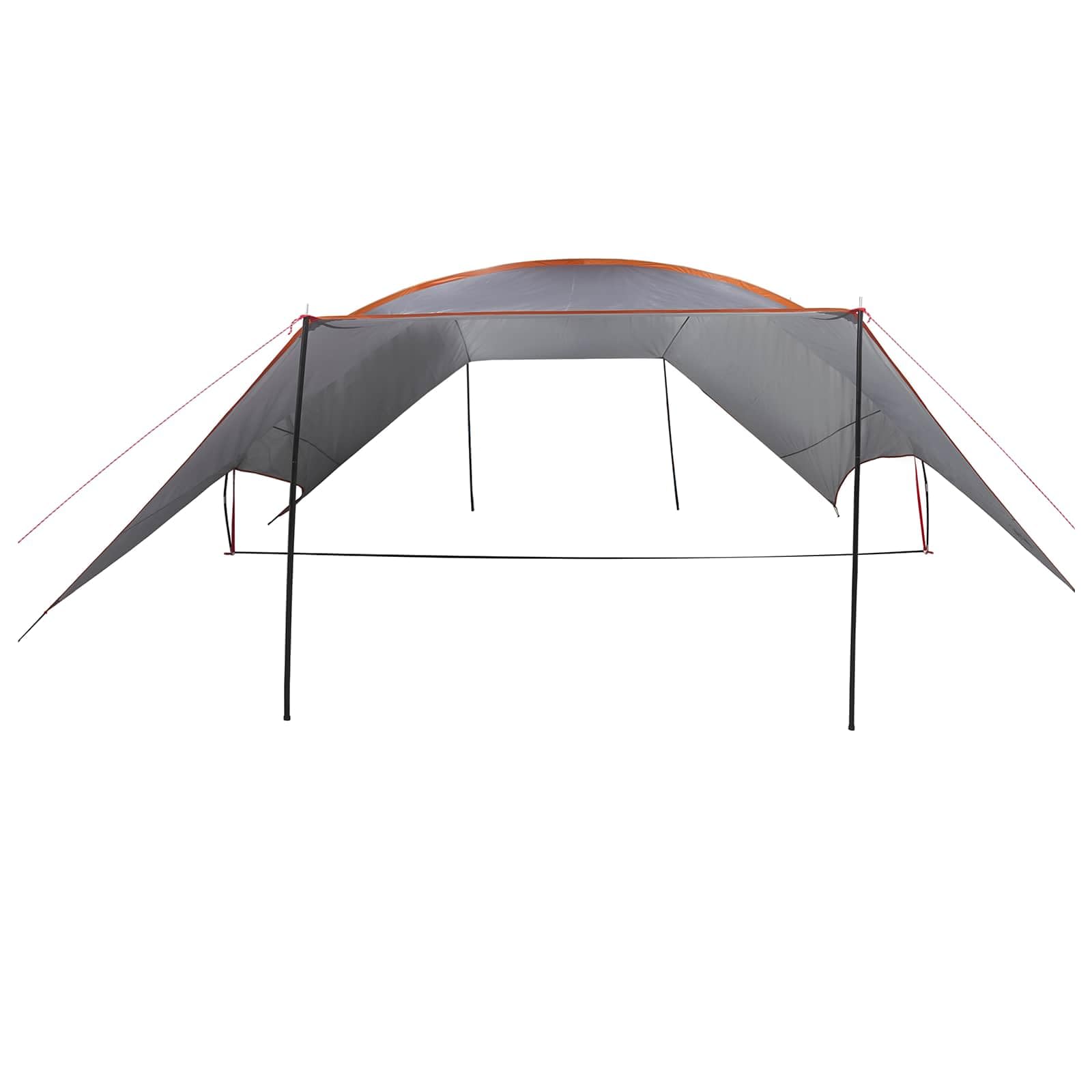 Bâche de camping 695 x 580 x 200 cm, vert olive, bâche de camping en polyester 185T avec cadre en fibre de verre et acier, voile d'ombrage avec piquets et cordes pour l'extérieur