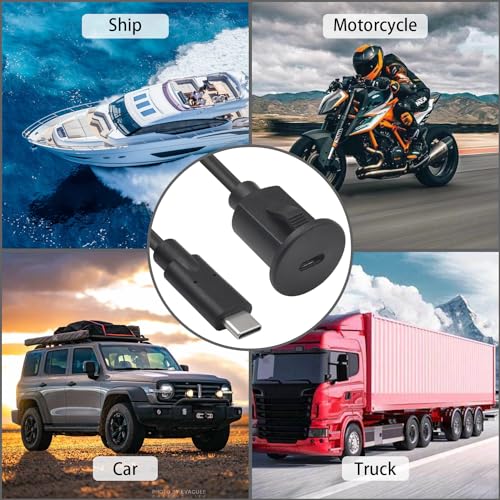 Duttek Type C Car Flush Mount Cable, USB Type C Male to Female Panel Flush Mount Extension Cable - Image 2