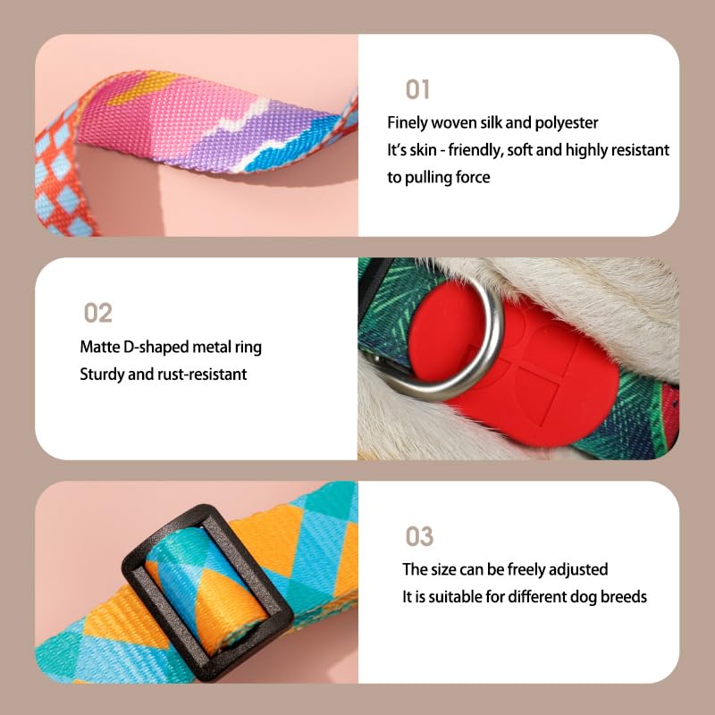 Parluer Dog Collar - Polyester Braid with Climbing Grade Zinc Alloy D-Ring and POM Buckle, Lightweight Adjustable Collar for Small Dogs