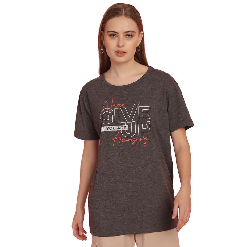 Image of Round Neck Cotton Printed Women Regular Fit Tshirt-P1950