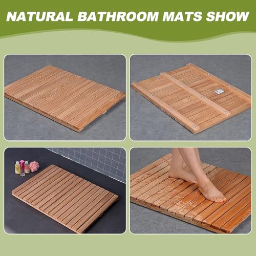 Alfombrilla de ducha de madera para exteriores e interiores de teca 7