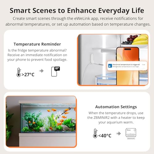Image of SONOFF SNZB-02LD Zigbee Waterproof Temperature Sensor with 1.5M Stainless Steel Probe, LCD Display, -40~115C Range, APP Monitoring, Magnetic Mount, Works with Zigbee Hub