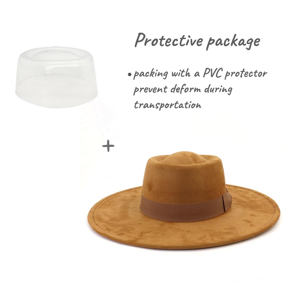 LIDHAY Cappelli Fedora a tesa larga per donne e uomini, grande camoscio Panama Rancher Cappello Pork Pie Jazz Hat