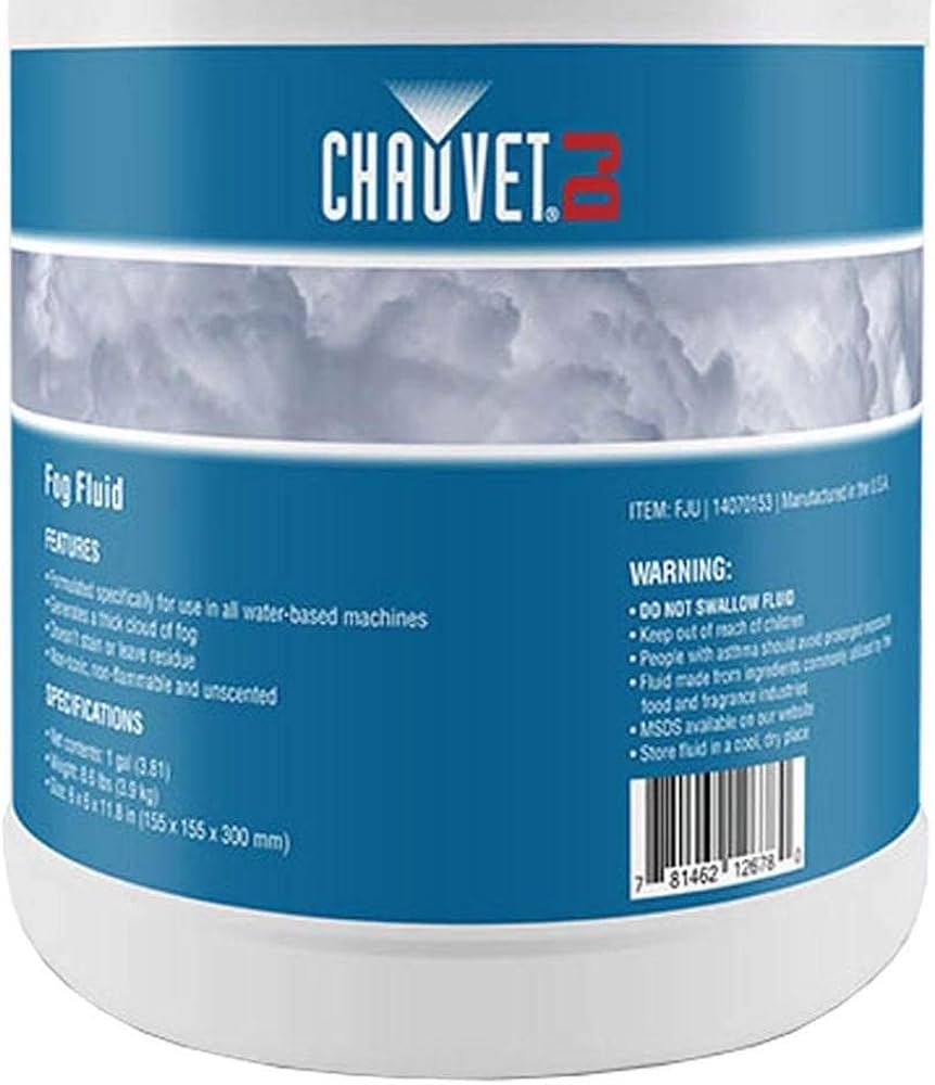 CHAUVET DJ 1ガロンボトル フォグマシン用スモークジュース液 Amazon.com: CHAUVET DJ Fog Smoke Juice Fluid 1 Gallon Bottles for