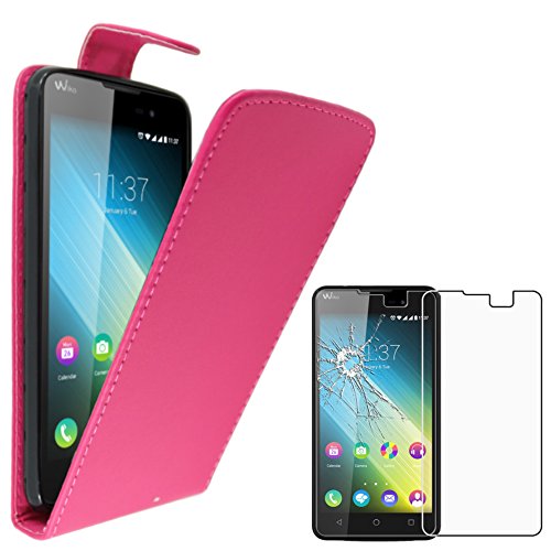 ebestStar - Coque Compatible avec Wiko Lenny 2 Etui Housse PU Cuir Rabat Flip, Rose + Film Protection écran Verre Trempé [Appareil: 145.4 x 73.2 x 9mm, 5.0'']