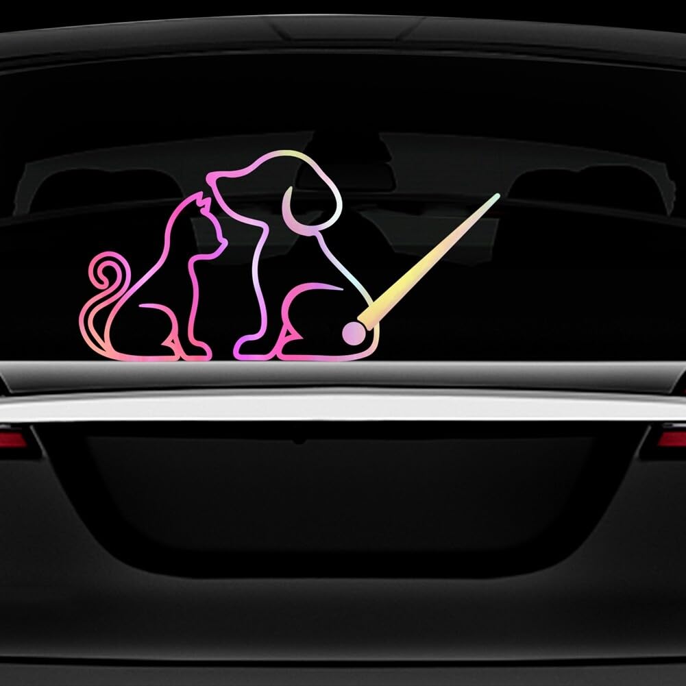 Leniutor Hondenwissersticker voor auto's, waterdicht vinyl schattige hond zwaaien staart achterruit voorruit sticker sticker, grappig mooi dier achterwisser decoratie (schattige puppy, reflecterend