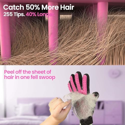 Image of Pet Hair Remover Glove - Gentle Pet Grooming Glove Brush - Deshedding Glove - Massage Mitt with Enhanced Five Finger Design - Perfect for Dogs & Cats with Long & Short Fur - 1 Pack (Right-hand), Pink