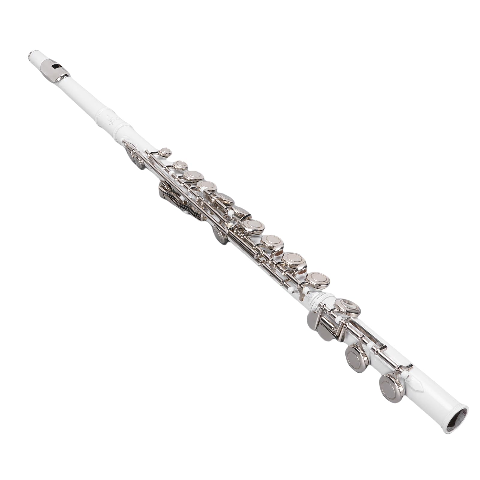 Luocute Instrumento de Flauta Estudiantil, Piccolo Flute White Copper 16 Keys Ergonómico G Compensación de Llave C Flauta para Adultos y Principiantes