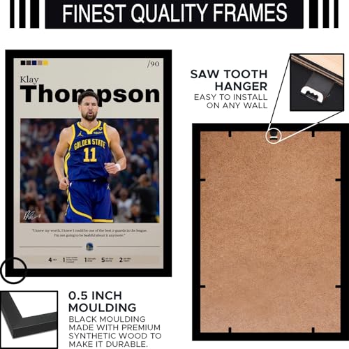 Image of BLINKART Klay Thompson | Nba Basketball Player | Synthetic Wood Photo Framed Wall Hanging Poster For Room & Office Bedroom Living Boys And Girl Room Home Wall Hanging | 12x18 Inches