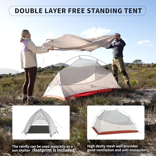 Image of Naturehike Cloud-Up 2 Person Tent Lightweight Backpacking Tent with Footprint - Free Standing Ultralight Camping Hiking Backpack Tents Two Person Tent