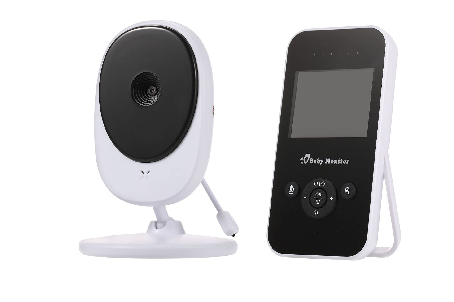 BM2 : Babyphone Caméra Moniteur bébé sans Fil, Ecran LCD 2.4 ", Portée Transmission 100 Mètres, Vision Nocturne, Microphone Haut-Parleur, Capteur Température, Veilleuse, Berceuse, Rechargeable