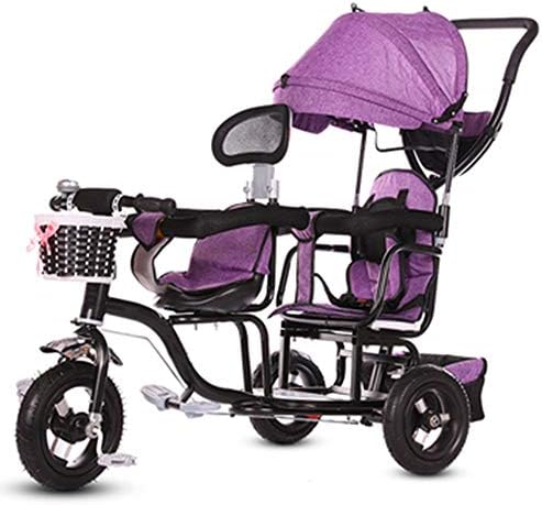 Axdwfd Kids Bike Twin Kids Tricycle Baby Stroller Titanium Empty Wheel 1-6 Years Old Birthday Gift Tricycle Kids Strollers Toddler Trike Double guardrail Load Weight 150kg (Boy/Girl) Bicycle