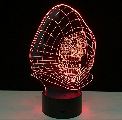 3D Schädel Lampe – LED-Leuchtplatte Mit 7 Farben, USB-Betrieb, Optische Illusion