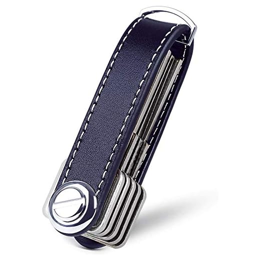 flintronic Organizador de Llaves | Llavero de Cuero Genuino | Titular de la Llave de Bolsillo Inteligente con un Elegante Estuche para Regalo (Sostiene Entre 7 y 9 Teclas Múltiples) - Azul