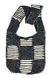 Black and White Razor Cut Patchwork Unique Crossbody Shoulder Boho Hippie Handbag Purse Large