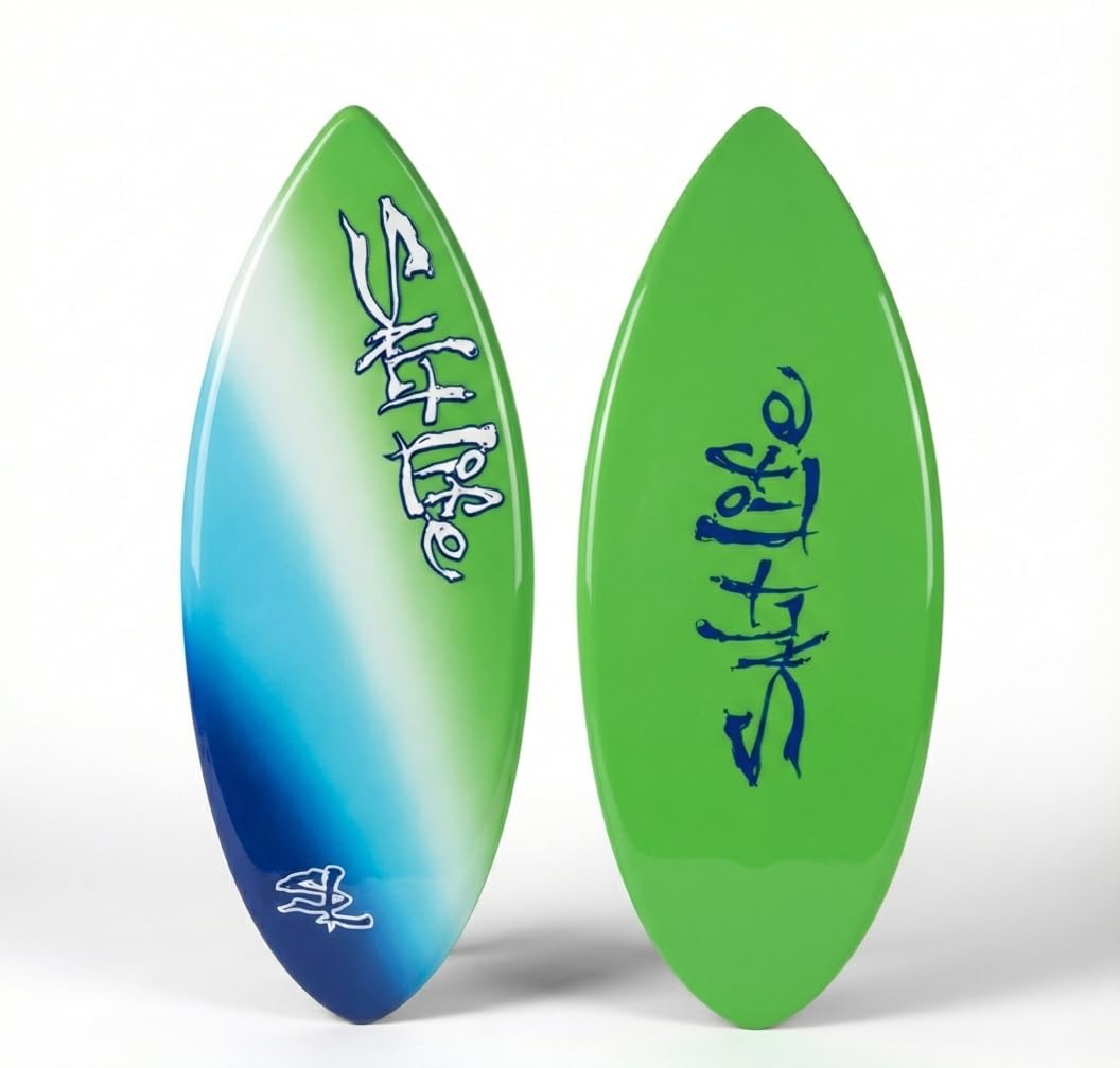 SALT LIFE Fiberglass Compression Skimboard – High-Performance Beach Skim Board for Kids, Teens &amp; Adults – Lightweight Durable Shorebreak – 38, 42, 44, 53 in
