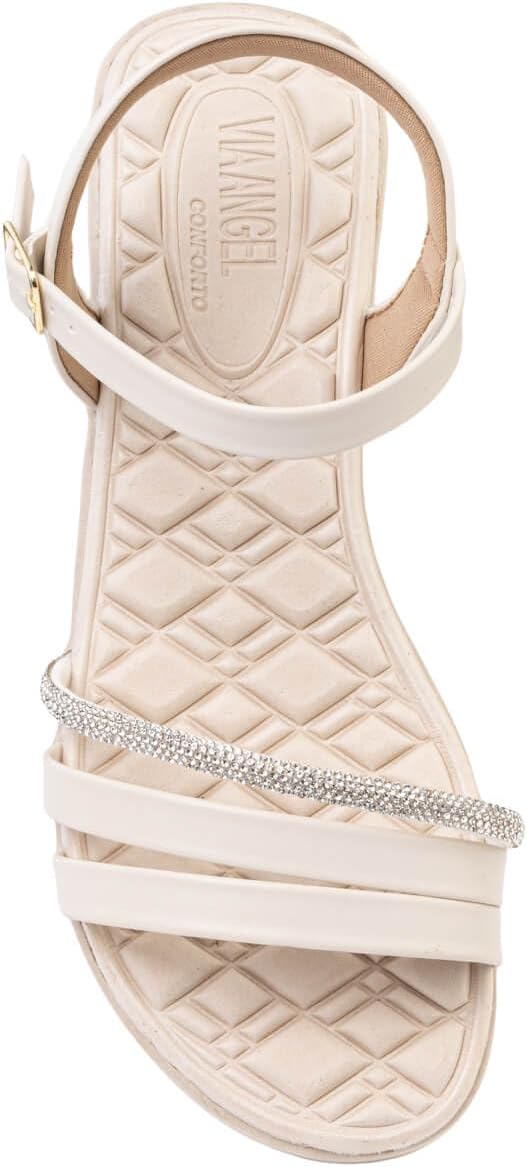 Sandálias Femininas Anabela Ortopédica Anatomica, Tiras de Strass 8501