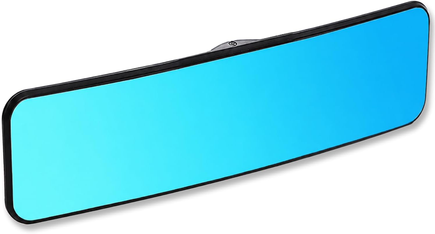 SkycropHD Anti Glare Rear View Mirror for Car, Clip on Wide Angle Panoramic Rearview Mirror Eliminate Blind Spots – Convex, Blue