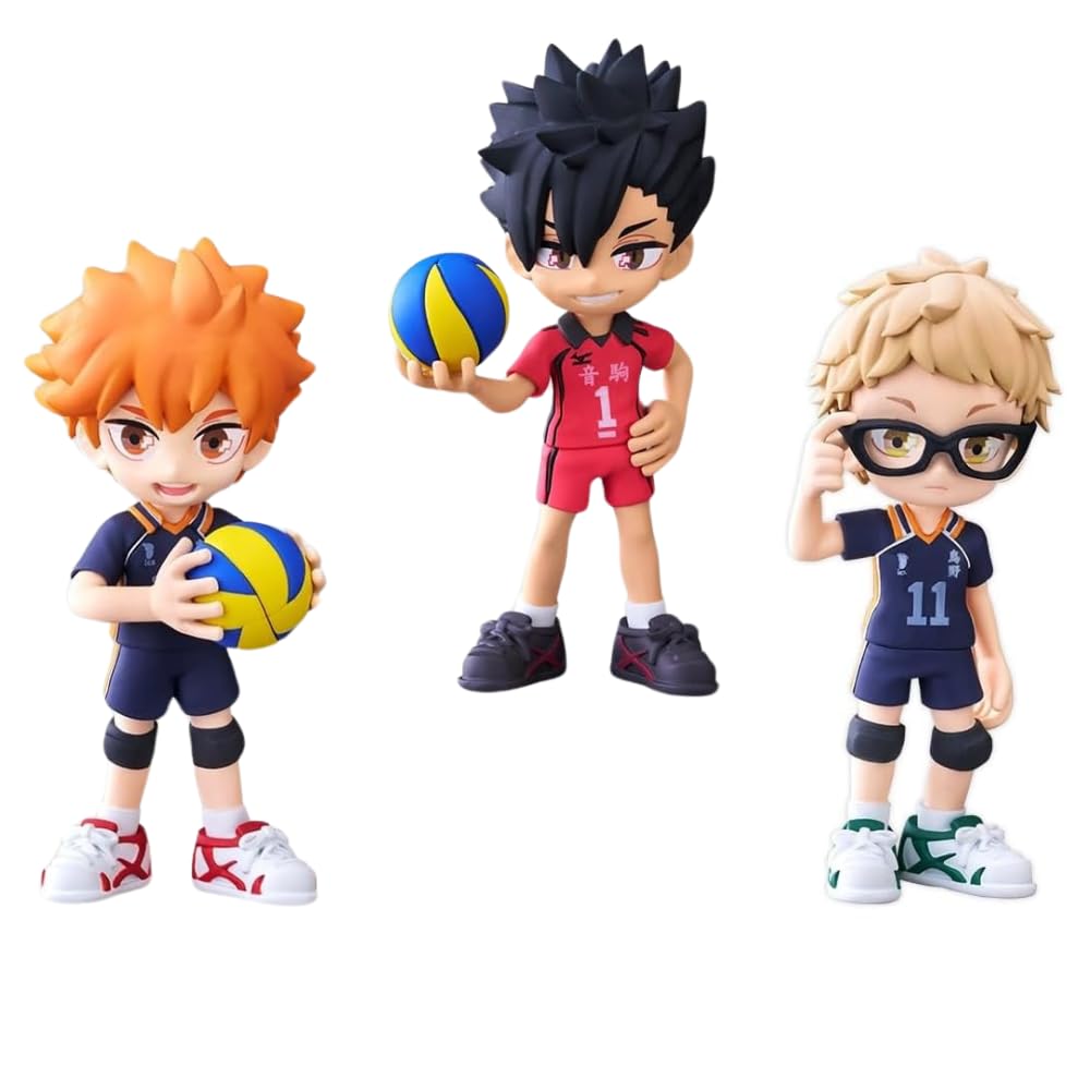 Blue Aura Haikyuu Action Figure Set of 3 Height-9cm Anime Figures | Haikyuu Long Leg Set B Orange Hair Guy-picture-10