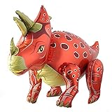 Self Standing Dinosaur Tyrannosaurus Animal Balloons for Birthday Party Baby Shower Decoration Kit Inflatable Party Supplies Decorations Gift Kids and Adults (3D Triceratops Red)