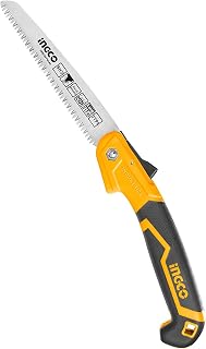 INGCO 7 Inch Folding Pruning Saw High Strength SK5 Steel Mini Hand Saw with Save Lock for Garden or Tree Pruning, Camping, Wood Working, Hiking, Hunting, Survival HFSW1808
