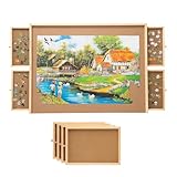 SNAIL Jumbo Wooden Jigsaw Puzzle Board Portable Puzzle Plateau with Storage Drawers for Adults, 34"x26" Large Jigsaw Puzzle Table with Smooth Fiberboard Work Surface for 1500 Pieces Puzzles