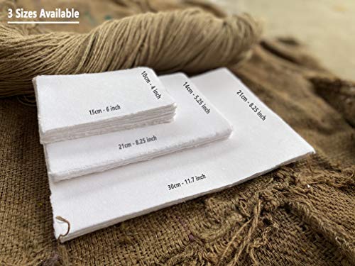 Wanderings Handmade White Deckle Edge Blank Paper - Pack Of 50 - Watercolour/Mixed Media Paper - Save The Date, Invitations, Greeting Cards, Notes, Diy Arts & Crafts - Thick 150 Gsm - 4X6" #TOP2