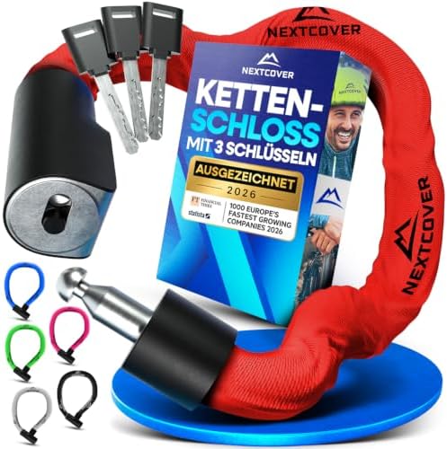 NEXTCOVER® Fahrradschloss LockOne mit Schlüssel I - [SAFESECURE] Fahrradschloss hohe Sicherheit I robustes & langlebiges Kettenschloss Fahrrad I Bike Lock, Fahrrad Schloss 3 Schlüs