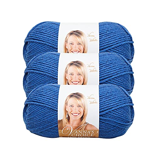 Image of Lion Brand Yarn, Vanna's Choice Crochet Yarn, Colonial Blue, 3 Pack