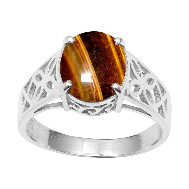 Bague œil de tigre homme argent 925 femme bijou bohème fait main PGR-02AM