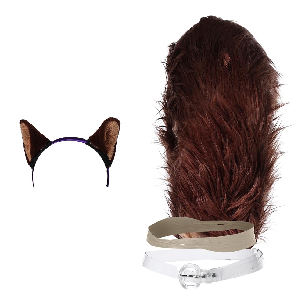 Squirrel Girl Cosplay Tail Ear Set Womens Doreen Green Comic Headband Accessories Fox Wolf Cosplay Kit Halloween