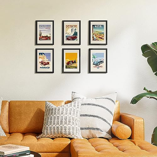 Image of upsimples A4 Picture Frame, Display Pictures 6x8 with Mat or 8.3 x 11.7 Without, Wall Hanging Photo Frames, Black, 1 Pack