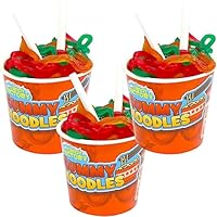 Crazzy Candy Factory Gummy Noodles Cup 63g each Fruit-Flavoured Sweets noodles with Chopsticks Fun Candy for Kids and Adults (Pack of 3, Mixed-Fruit)