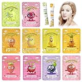 12 Piezas Mascarilla Hidratante Facial,Daily Care Mascarilla Facial, Ricas en extractos de frutas,Iluminadora,Calmante,Skincare Set para Mujeres Adolescente