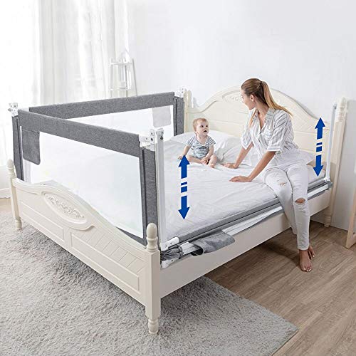 Bettgitter 150cm Bettschutzgitter Kinderbettgitter Babybettgitter Gitter Kinderbett Fallschutz Bett, Grau, 1 Stück Bettgitte [Versand von Amazon]44