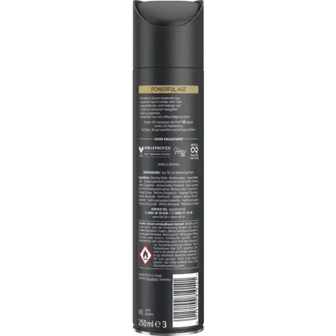Mit Pufai Grocery, Taft Haarspray Powerful Age Kristall Glanz Halt 5+ Spray Haarspray 250 Mililiter x 10 Stück