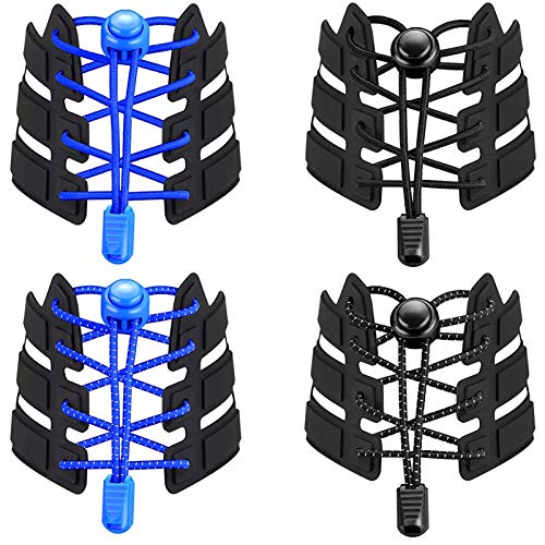 Udaily 4 Pairs or 2 Pairs No Tie Shoelaces for Kids and Adults, Elastic Shoe Laces for Sneaker