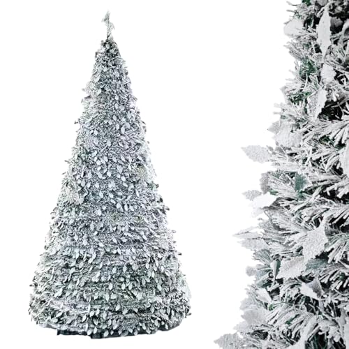 HORO.ES - Árbol de Navidad Plegable nevado 150CM Árbol de Navidad Plegable Flocado predecoradas para el hogar, Dormitorio, Comedor (150CM)