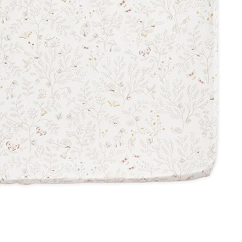 Image of Pehr Crib Sheet, Secret Garden | Breathable Brushed Organic Cotton for Soft Sleep | Snug Fit | Reusable Fabric Bag Packaging | Standard Crib Mattresses up to 52 inchL x 28 inchW x 8 inchH