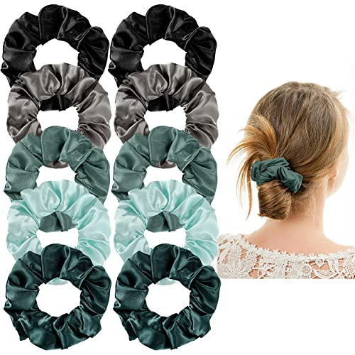Bbto 10 Pieces Satin Scrunchies Hair Ties Silky Small Elastic Hair Bobbles Ponytail Holders Curly Hair Accessories For Women Girls Kids Adults (Retro Colors) #TOP27