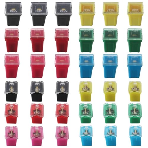 Kit de fusibles automotrices tall/standard y de bajo perfil (20 A, 30 A, 40 A, 50 A, 60 A, 80 A), 36 unidades, para Ford, Chevrolet/GM, Nissan, Toyota, camiones, autos, SUV miniatura 1