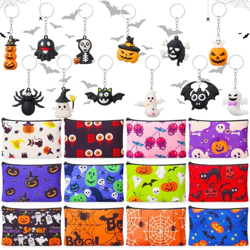 Kacctyen 24 Pcs Halloween Cosmetic Bags for Women Makeup Bags